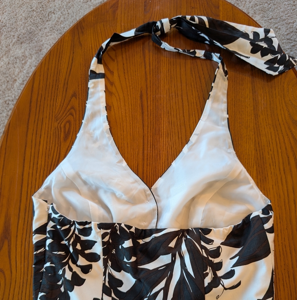 WHBM Elegant Black and White Floral Halter Dress - Picture 6 of 12